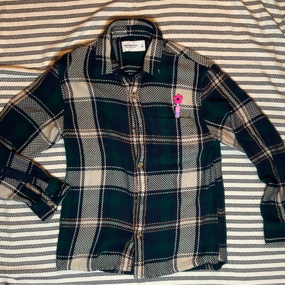 Abercrombie & Fitch Sweaters - Abercrombie & Fitch Navy and Green Plaid Shirt‎